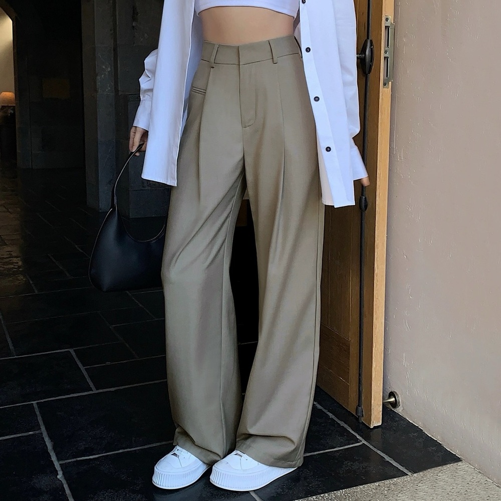 Women’s Beige Wide Leg Trousers